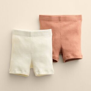 Kids Ribbed Shorts Duo - White and Tan